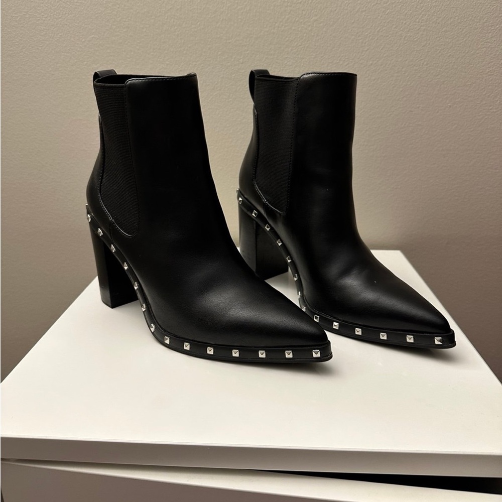 Charles By Charles David Black Pointed Stud Trim Ankle Boots